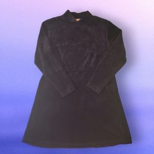 Eddie Bauer Black Velvet Mock Turtleneck Dress, Long Sleeves, Size M  Petite